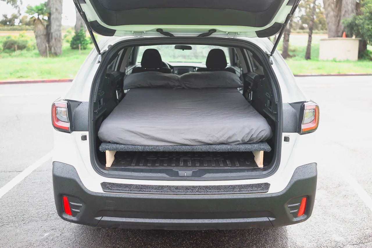 Subaru Outback Vanlife DIY bed platform set-up