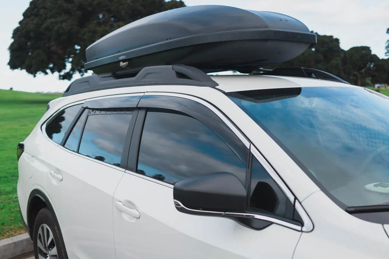 Subaru Outback Vanlife with OEM windowdeflectors